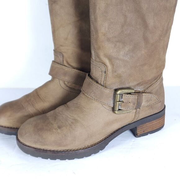 Steve Madden Women's Buckeye 38 US7,5 Brown Leather Distressed Riding Boots - Picture 3 of 13